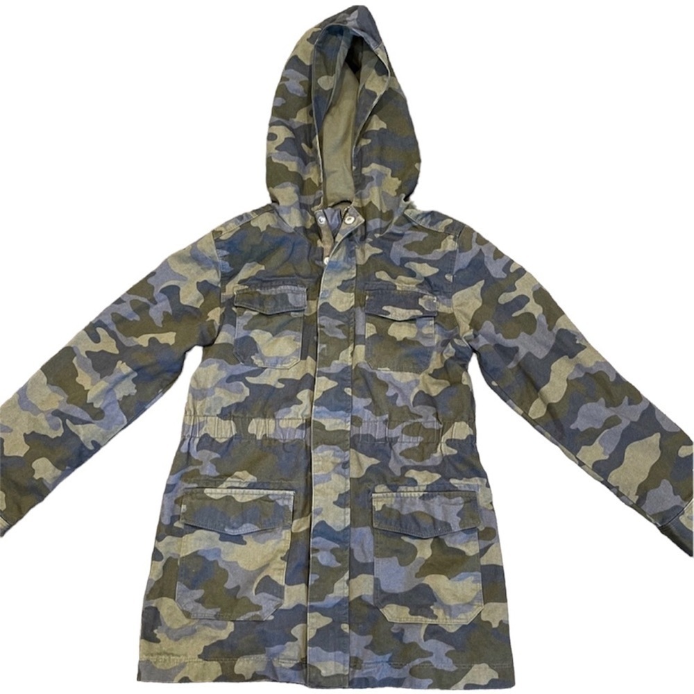 Girls cat and Jack army print hooded jacket
